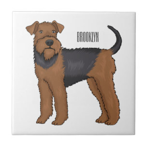 Airedale terrier dog cartoon illustration tile