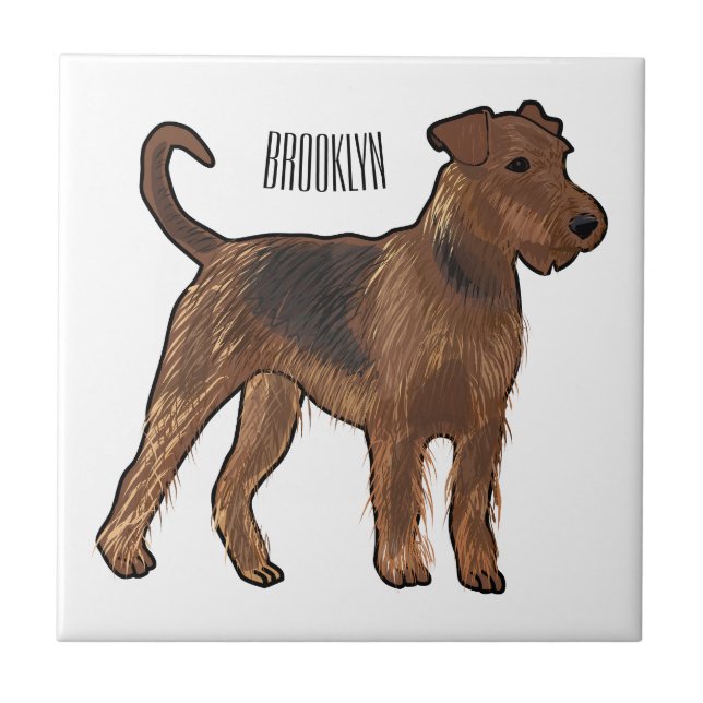 Airedale terrier dog cartoon illustration tile (Front)