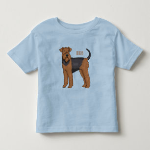 Airedale terrier dog cartoon illustration toddler t-shirt