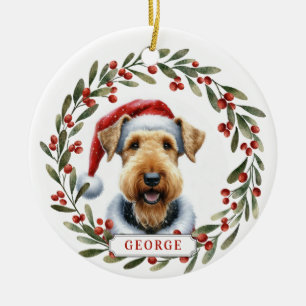 Airedale Terrier Dog Ceramic Circle Ornament