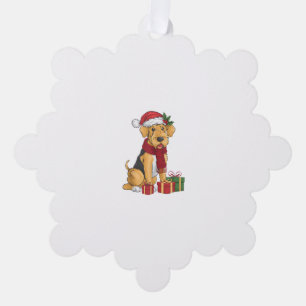 Airedale Terrier Dog Christmas Outfits Santa Hat D Ornament Card