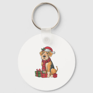 Airedale Terrier Dog Christmas Parties Holiday San Keychain
