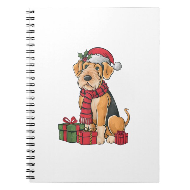 Airedale Terrier Dog Christmas Parties Holiday San Notebook (Front)