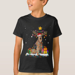 Airedale Terrier Dog Christmas Reindeer Christmas T-Shirt