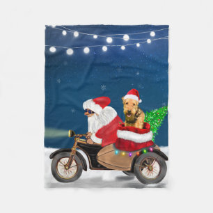 Airedale Terrier Dog Christmas Santa Claus    Fleece Blanket