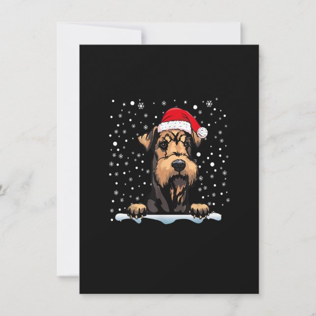 Airedale Terrier Dog Christmas Santa Hat Matching  Invitation (Front)
