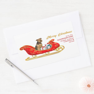 Airedale Terrier Dog Christmas Sleigh Sticker
