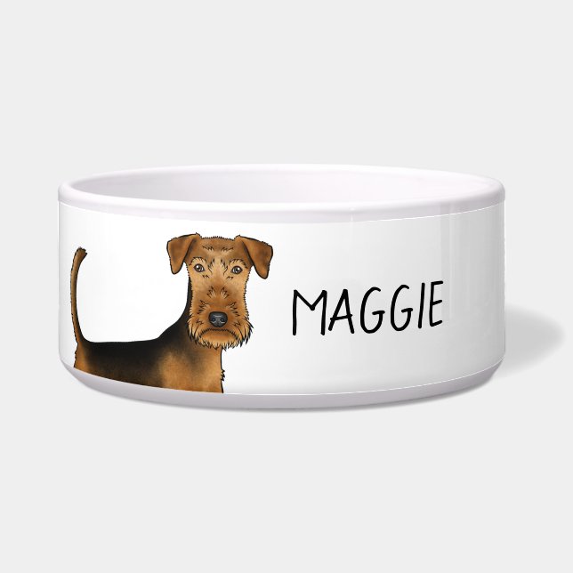 Airedale Terrier Dog Close-Up With Custom Pet Name (Front)