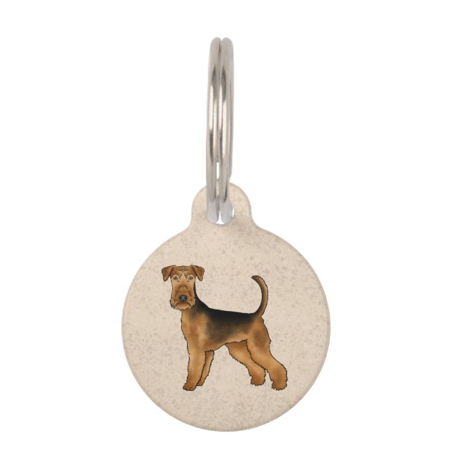 Airedale Terrier Dog Illustration Bingley Terrier Pet Tag (Front)