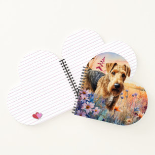 Airedale Terrier Dog in a Wildflower Meadow Notebook