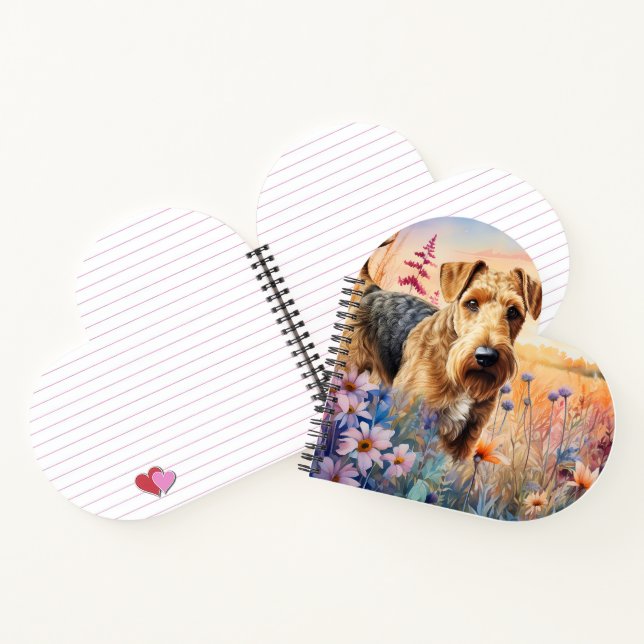 Airedale Terrier Dog in a Wildflower Meadow Notebook (Inside)