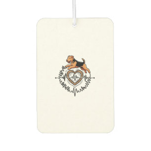 Airedale Terrier Dog Jumping Heart Ekg Line Air Freshener
