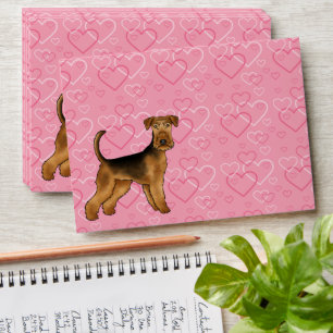 Airedale Terrier Dog Love With Pink Heart Pattern Envelope