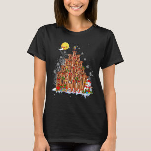 Airedale Terrier Dog Matching Santa Christmas Tre T-Shirt
