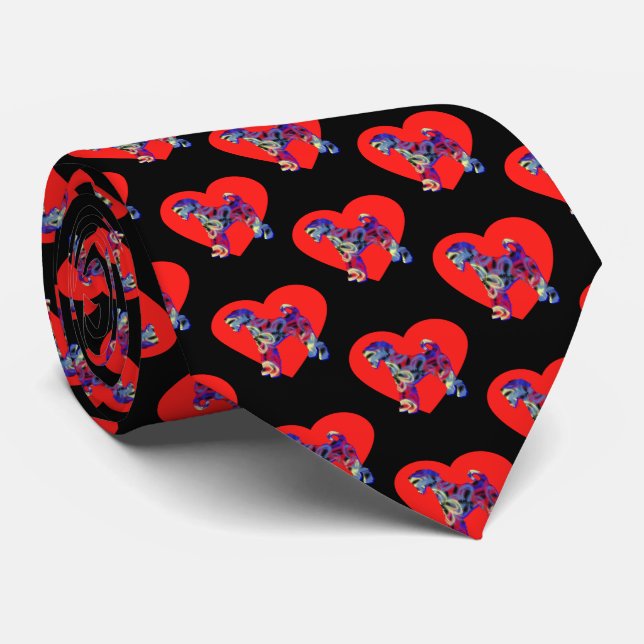 Airedale Terrier  Dog Red Valentine’s Day Tie (Rolled)