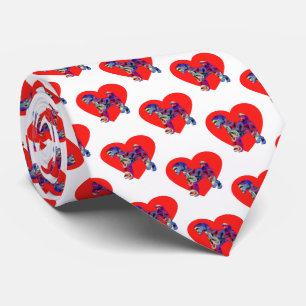 Airedale Terrier Dog Red Valentine’s Day Whte Neck Tie