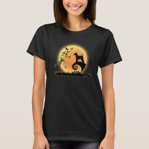 Airedale Terrier Dog Scary And Moon  Halloween Cos T-Shirt