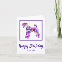 Airedale Terrier Dog Silhouette Purple Birthday