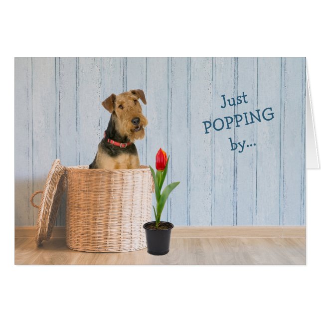 Airedale Terrier Dog Wicker Basket Birthday Card (Front Horizontal)