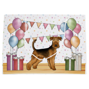 Airedale Terrier Dog With Pastel Colours Birthday Large Gift Bag
