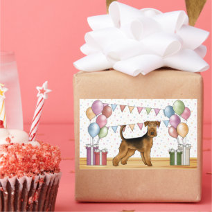 Airedale Terrier Dog With Pastel Colours Birthday Sticker
