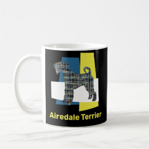 Airedale Terrier Dog YB Grid TriColour Coffee Mug