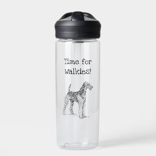 Airedale Terrier Elegant Dog Drawing Water Bottle