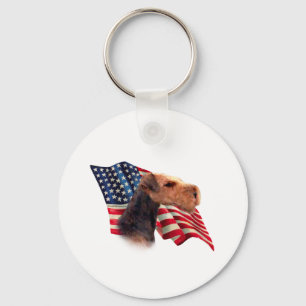 Airedale Terrier Flag Keychain