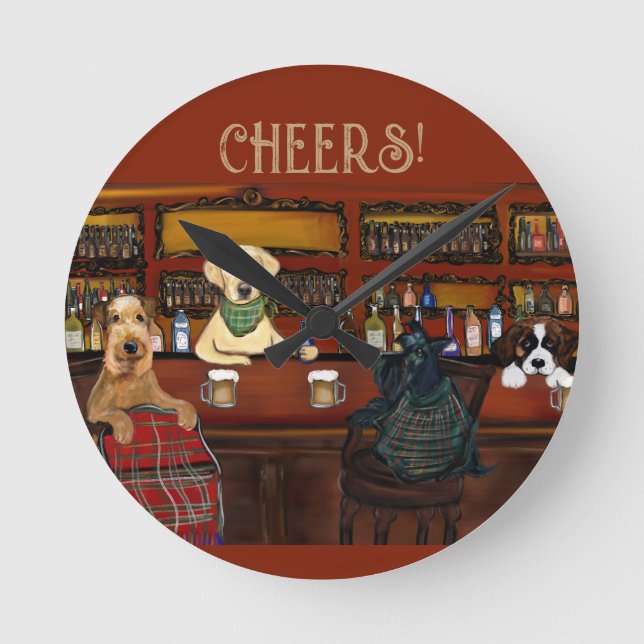  AIREDALE TERRIER  & FRIENDS       ROUND CLOCK (Front)