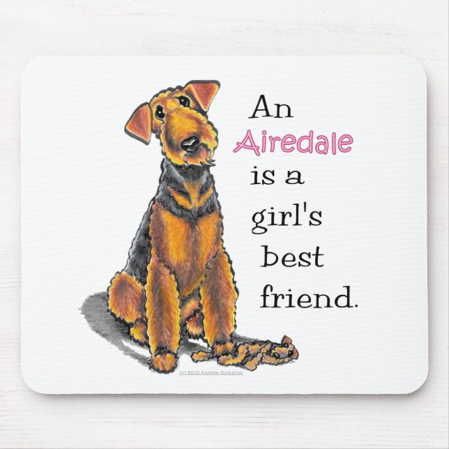 Airedale Terrier Girls Best Friend Mouse Pad (Front)