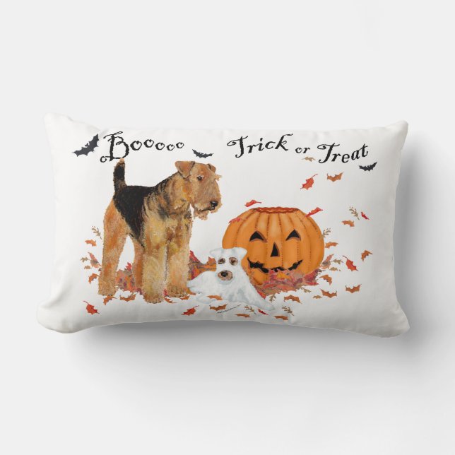 Airedale Terrier Halloween Lumbar Pillow (Front)