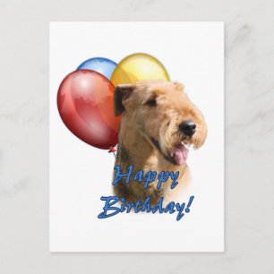 Airedale Terrier Happy Birthday Balloon Postcard