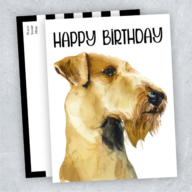 Airedale Terrier Happy Birthday Watercolor Dog Postcard (Creator Uploaded)