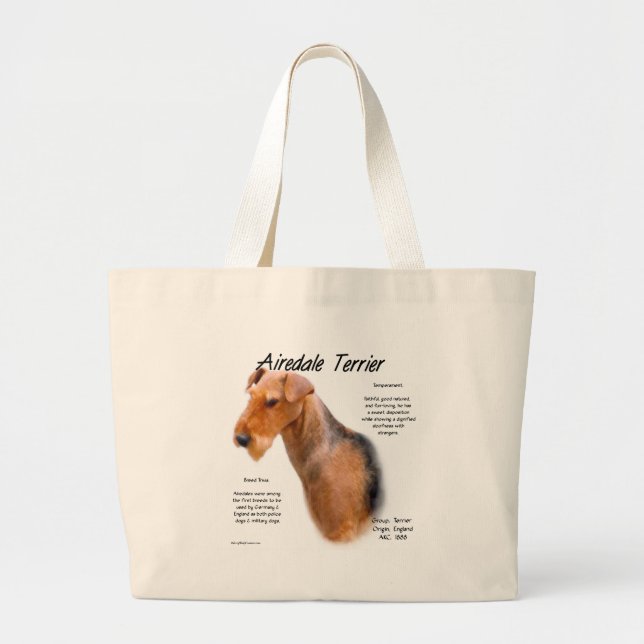 Airedale Terrier History  Large Tote Bag (Front)