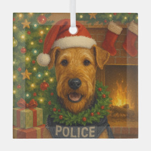 Airedale Terrier Holiday Glass Ornament