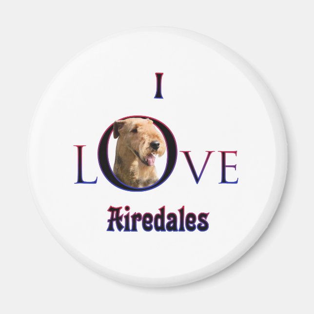 Airedale Terrier I Love Magnet (Front)
