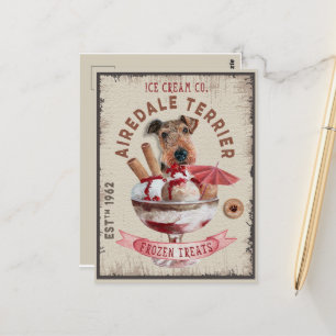 Airedale Terrier Ice-cream Funny Frozen Treats Postcard