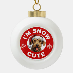 Airedale Terrier I'm Snow Cute Ceramic Ball Christmas Ornament