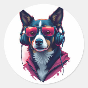 Airedale Terrier in christmas hat Classic Round Sticker