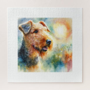 Airedale terrier in the summer light 110924AREF117 Jigsaw Puzzle