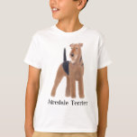 Airedale Terrier Kids T-Shirt<br><div class="desc">Original fine art design of an Airedale terrier dog on quality cards,  clothing & other great gifts for young dog fans by designer Carolyn McFann of TwoPurring Cats Studio.</div>
