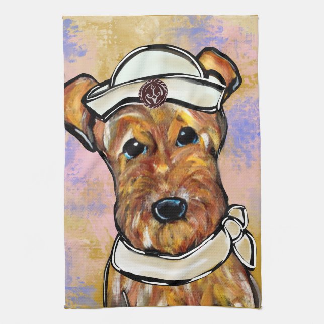 AIREDALE TERRIER   KITCHEN TOWEL (Vertical)