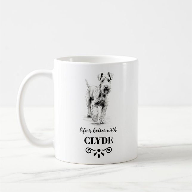 Airedale Terrier Life is better Custom Dog Name Coffee Mug (Left)