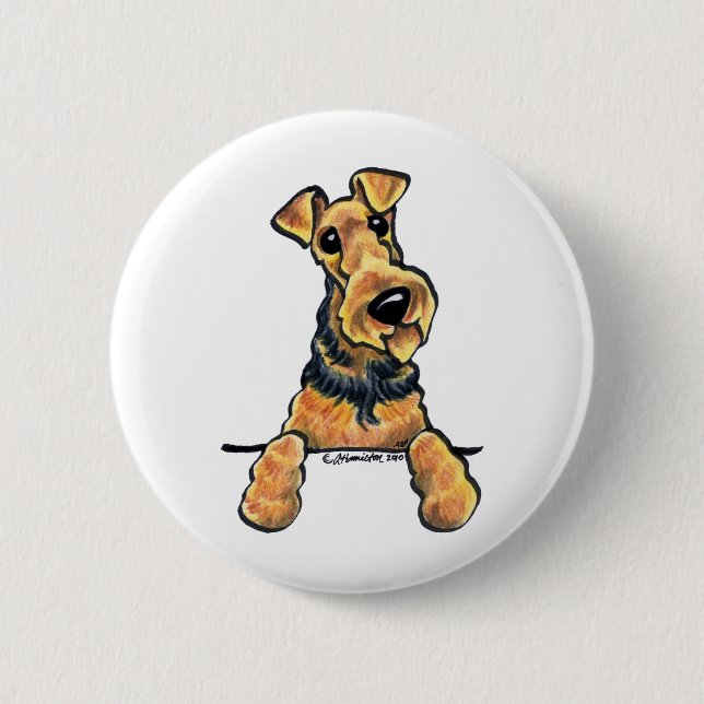 Airedale Terrier Line Art 2 Inch Round Button (Front)