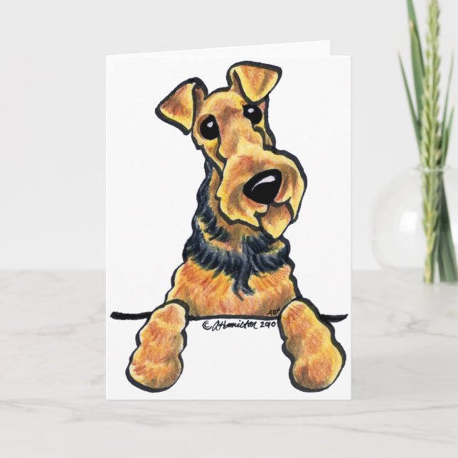 Airedale Terrier Line Art Card (Front)