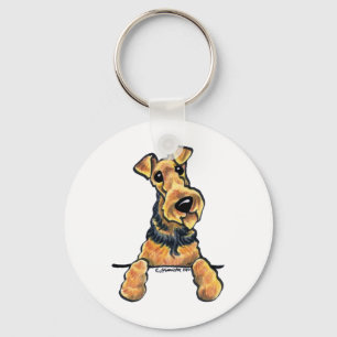 Airedale Terrier Line Art Keychain