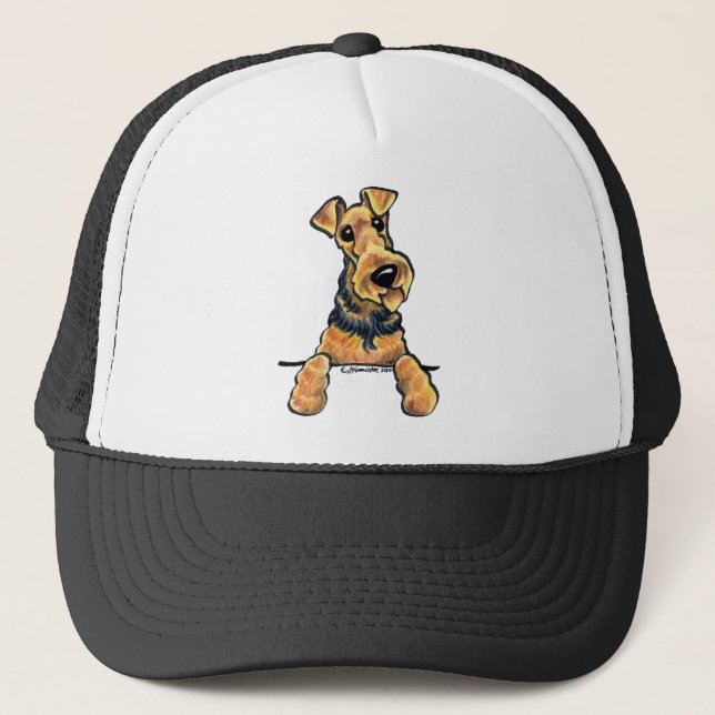 Airedale Terrier Line Art Trucker Hat (Front)