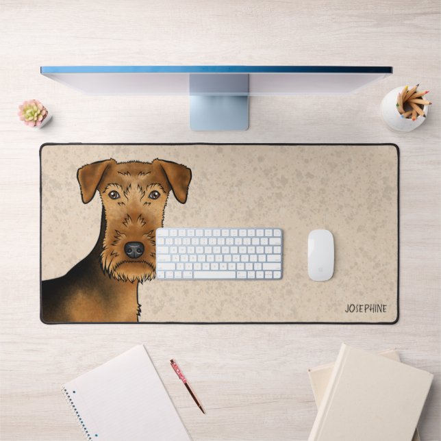 Airedale Terrier mignon Caricature Chien Bingley T (Bureau 1)
