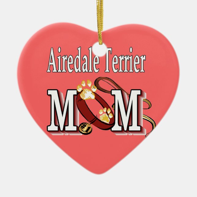 Airedale Terrier MOM Ceramic Ornament (Front)