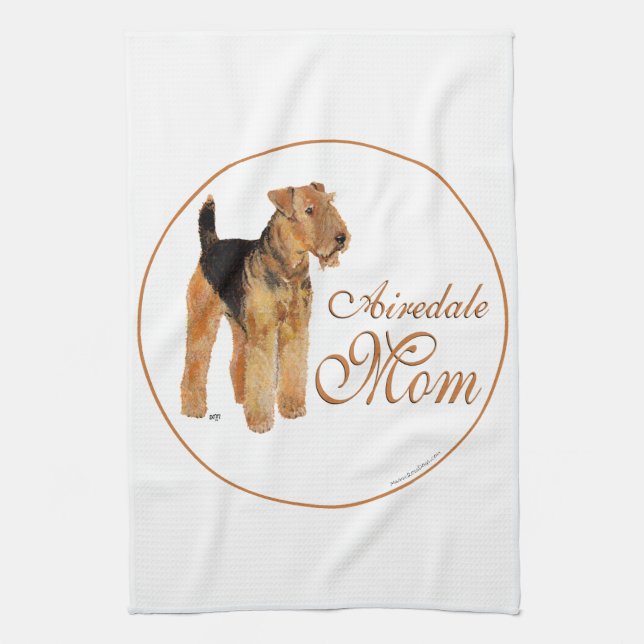 Airedale Terrier Mothers Day Kitchen Towel (Vertical)